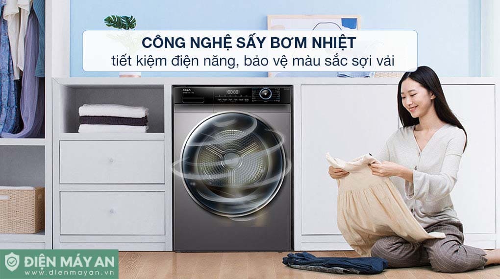 Máy sấy bơm nhiệt Aqua 10 kg AQH-H1000H PS
